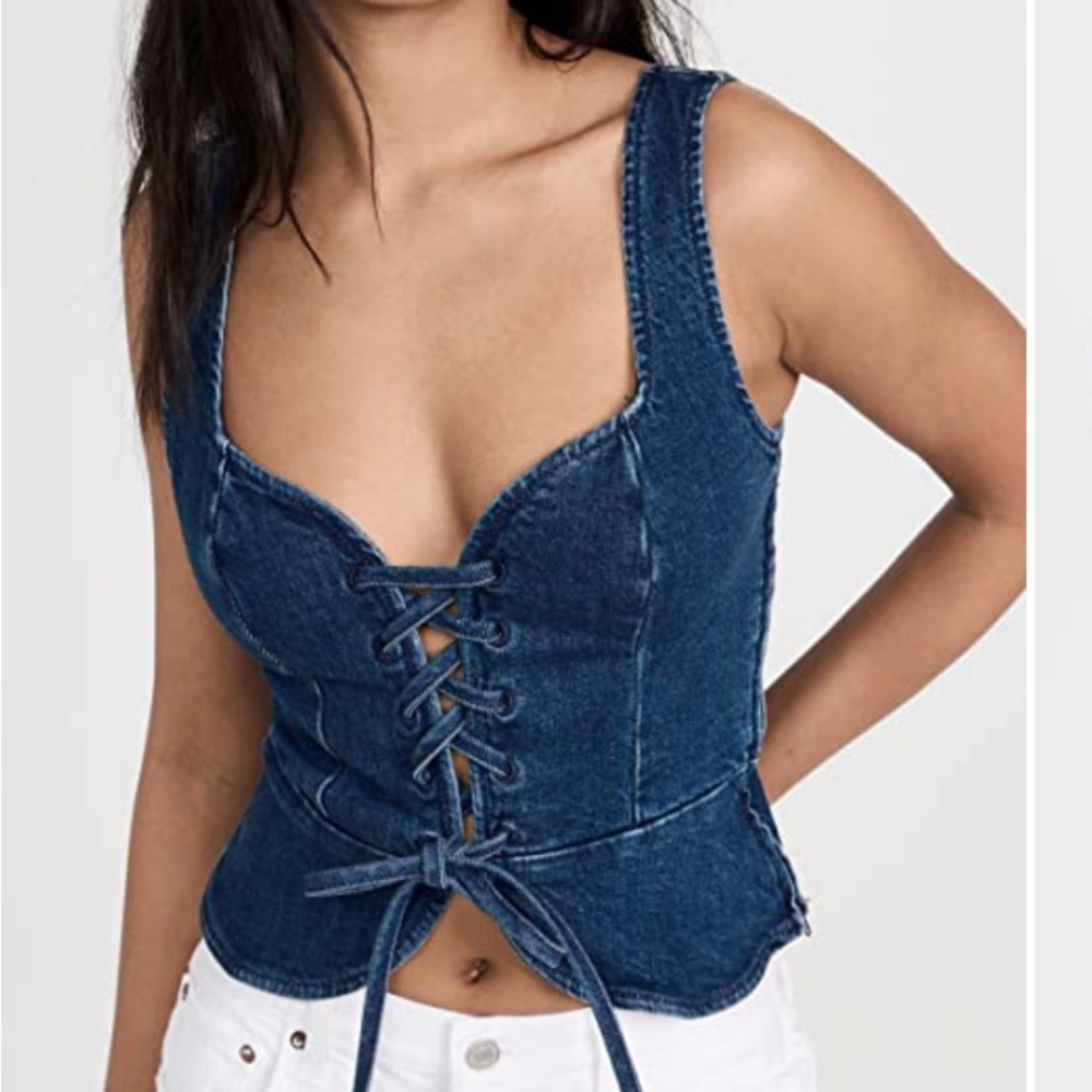 Reformation Denim Corset SZ 4
